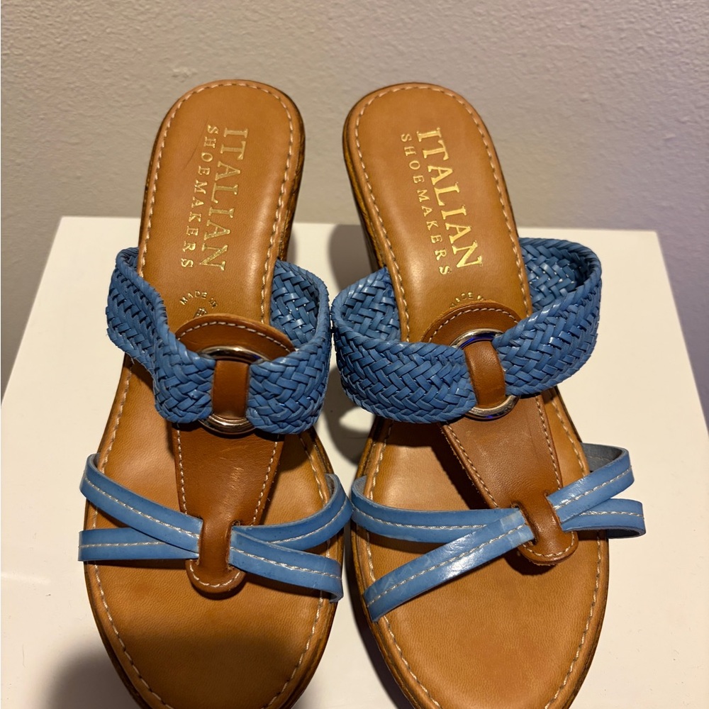 Italian Shoemakers Braided Blue Sandals